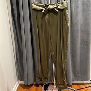 Cantonnier Anthropologie green tie waist pants